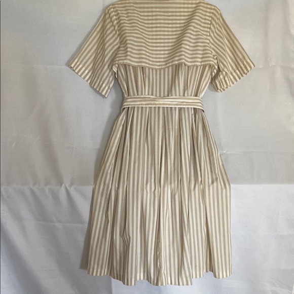 Stitches Cream Midi Dress with Notched Collar - Picture 5 of 8